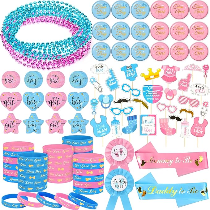 Bluegogo 202 Pcs Baby Gender Reveal Party Supplies Favors Boy or