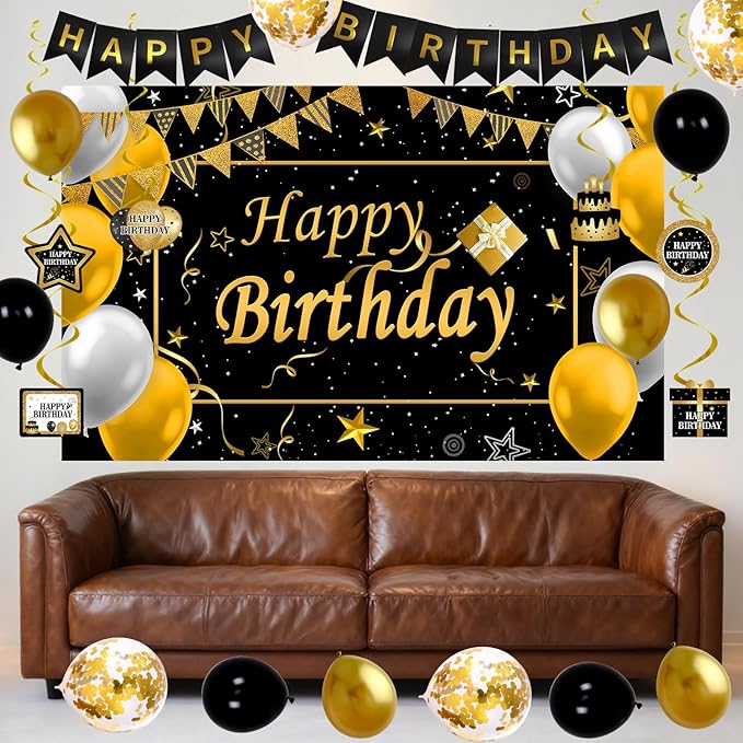 Black and Gold Birthday Decorations Brithday Party Decorations for