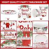 200 Pcs Baby Shower Paper Plates Cups Napkins Party Supplies