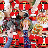 96 Pcs Santa Christmas Paper Plates Santa Claus Suit Disposable