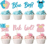 24Pcs Boy or Girl Cupcake Toppers Glitter Feet Onesie Dress Gender