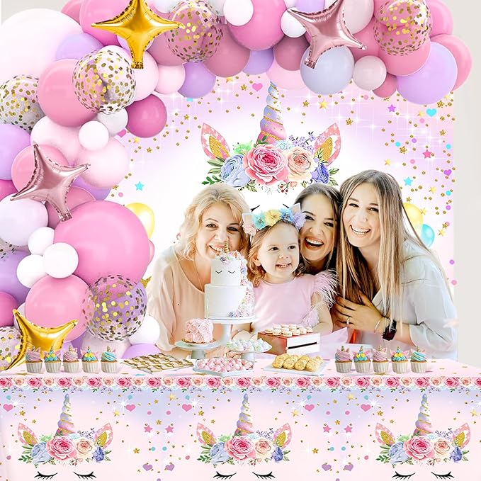 Unicorn Birthday Decorations for Girls,118pcs Unicorn Theme Party