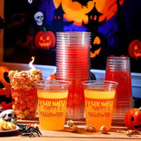 100 Pcs Halloween Plastic Cups 16 oz Clear Disposable Blood Print