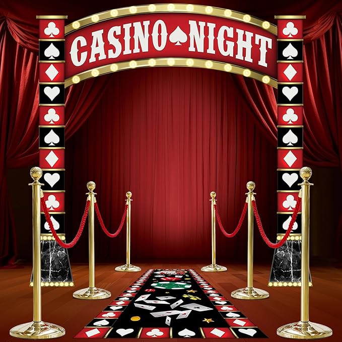 Casino Night Porch Banner Set 2PCs 41.66x98.4in Poker Signs with