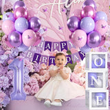 Baby Girl Purple First Birthday Decorations Pink Purple Balloons 40