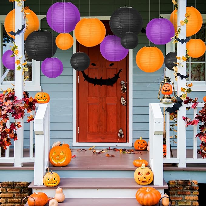 Halloween Party Decorations Orange Black Purple Hanging Paper