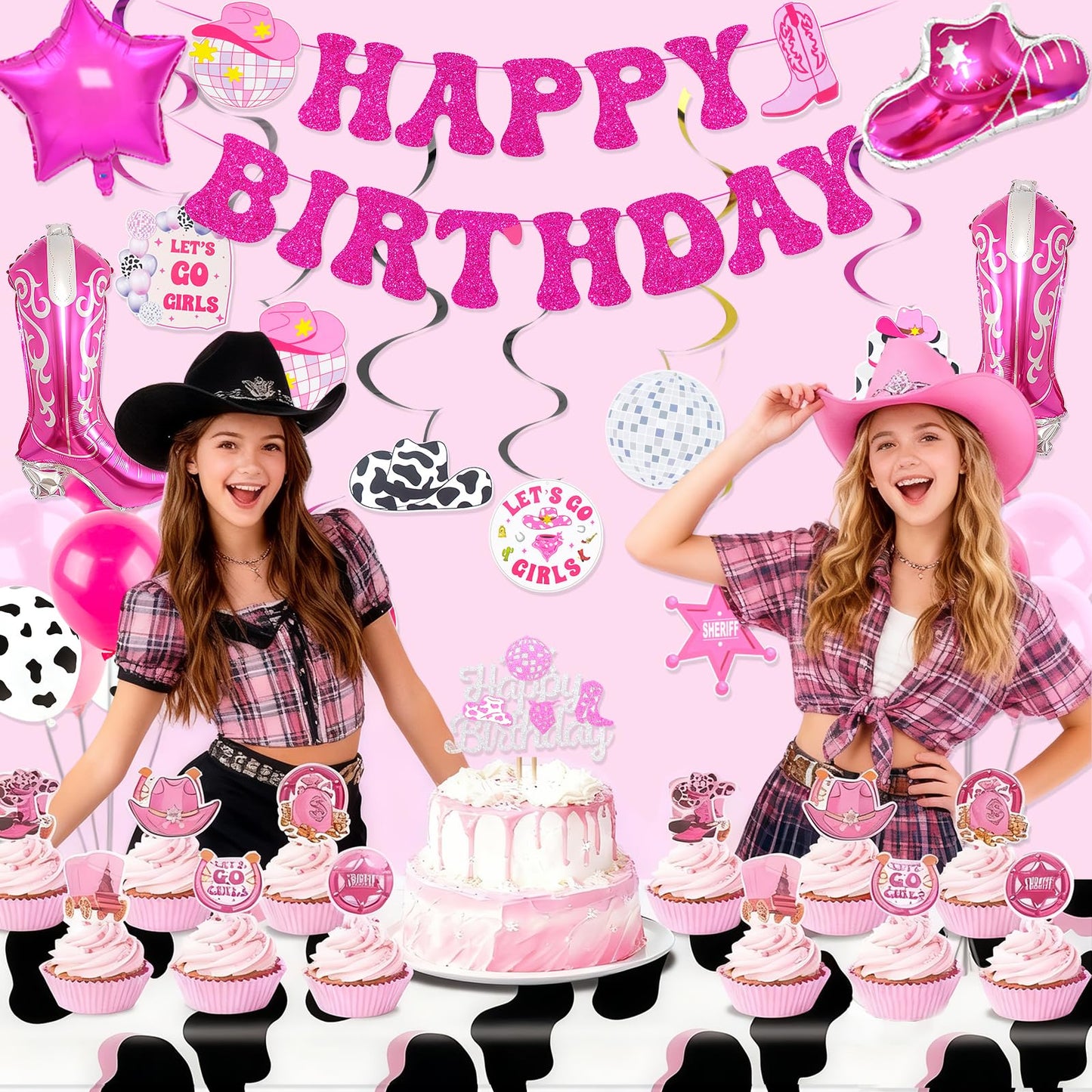 Cowgirl Birthday Party Decorations, Disco Cowgirl Party Supplies with