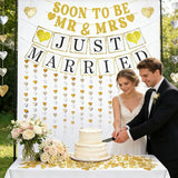 Wedding Banner Just Married Party Decorations Heart Streamers