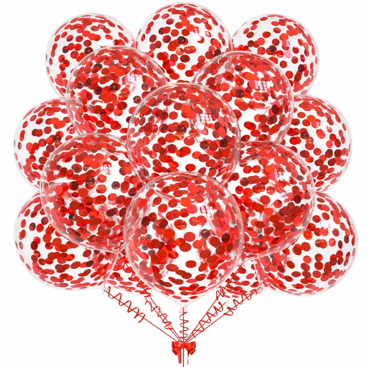 50pcs Red Foil Confetti Balloons,12 inch Latex Balloon with Red
