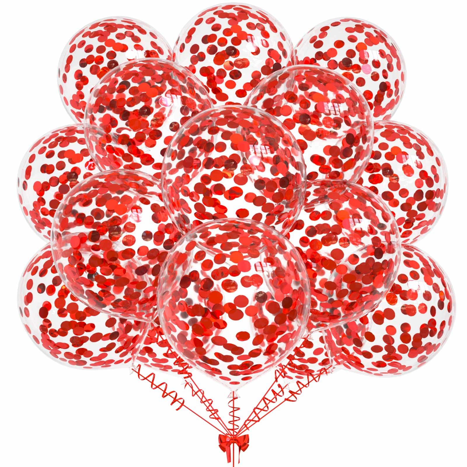 50pcs Red Foil Confetti Balloons,12 inch Latex Balloon with Red