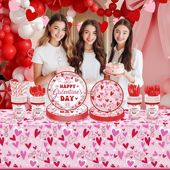 194 Pcs Galentines Day Party Plates Set Happy Galentine's Day