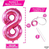 KatchOn, Giant Hot Pink 8 Balloon Number - 40 Inch | Hot Pink 8th