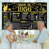 DARUNAXY 70th Birthday Black Gold Party Decoration, Back in 1956