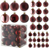 PREXTEX Wine Red Christmas Ornaments Set - 36 Shatterproof Wine