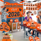 Orange Themed 2026 Graduation Decorations Set - Congrats Grad Banner,