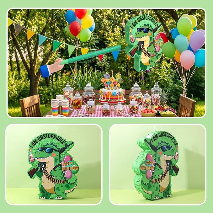 Dinosaur Piñata for Birthday Party Dino Piñata Set with Blindfold