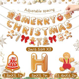 Merry Christmas Banner Gingerbread Christmas Hanging Decoration 3PCS