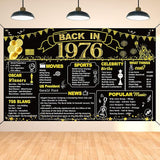 DARUNAXY 50th Birthday Black Gold Party Decoration, Back in 1976