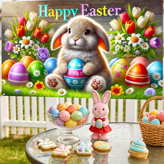 Easter Banner Polyester 43x70.86 Inches Large Easter