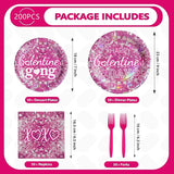 200Pcs Galentine's Day Party Supplies Happy Valentine Hot Pink