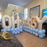 40 Inch Beige OH BABY Balloon for Baby Shower, Large Cream White Oh