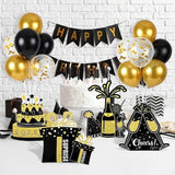 6 Sets Balloon Stand Kit for Table Happy Birthday Black Gold Balloon