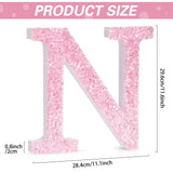 Qunclay Pink Crystal Diamond Letter Wall Decor, Glitter Wooden Bling