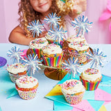 Gyufise 30Pcs Foil Firework Cupcake Toppers Happy Birthday Cake #4