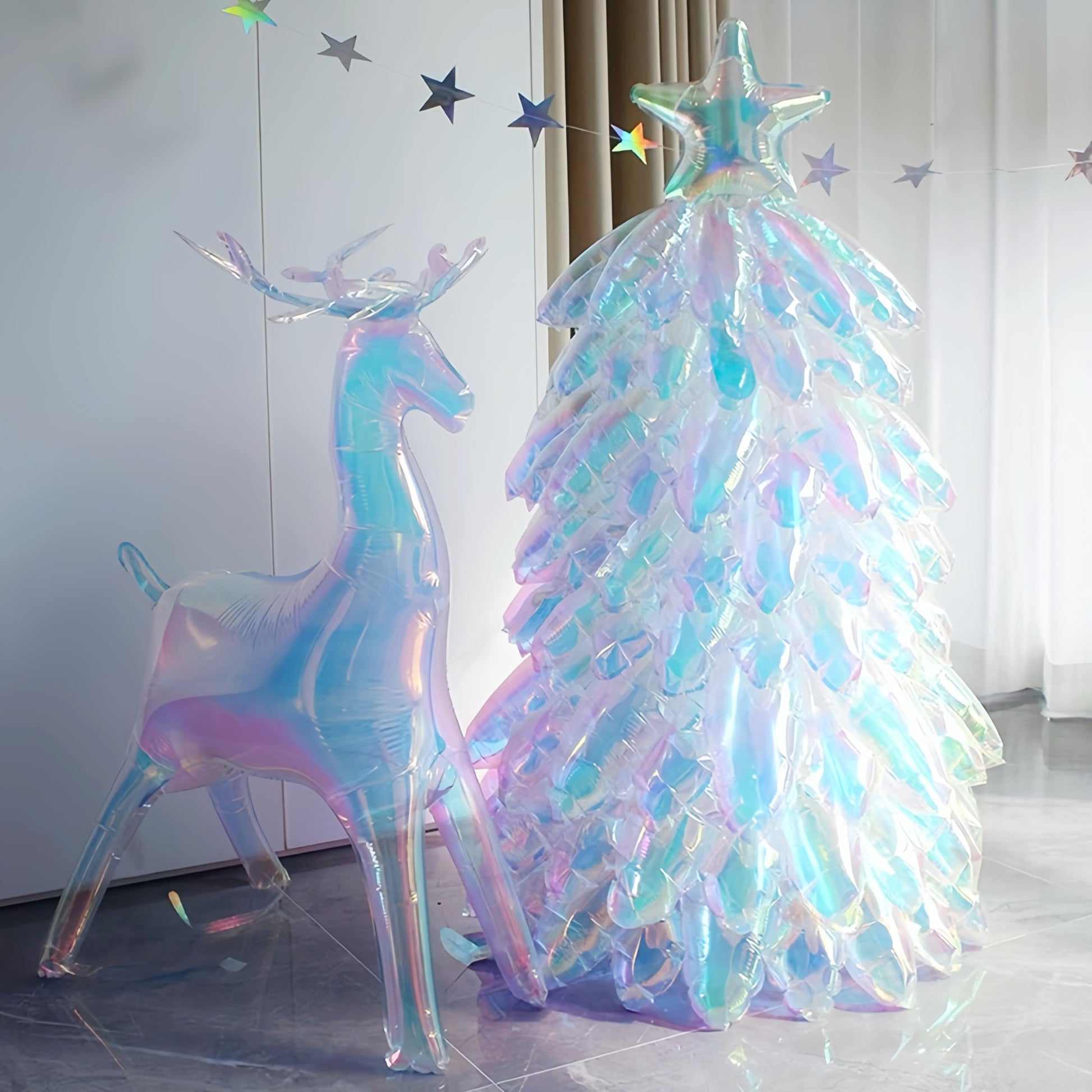 2Pcs Iridescent Reindeer Balloons Deer Elk Decoration/Christmas Giant