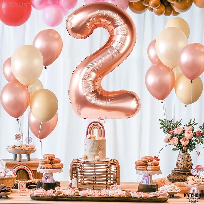 KatchOn, Rose Gold Number 2 Balloon - 40 Inch | Mylar Rose Gold 2