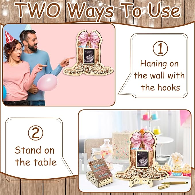 63 Boots or Bows Gender Reveal Baby Shower Guest Book Alternatives