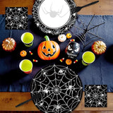 96 Pieces Halloween Tableware Set Spider Web Themed Disposable Party