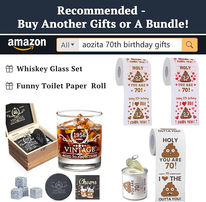 70th Birthday Gifts for Men Whiskey Glass Set 70th Birthday