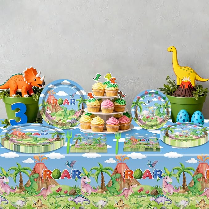 81 Pcs Dinosaur Birthday Decorations Including Dinosaur