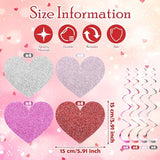 32 Pcs Valentines Party Decorations Pink Red Heart Hanging Swirls