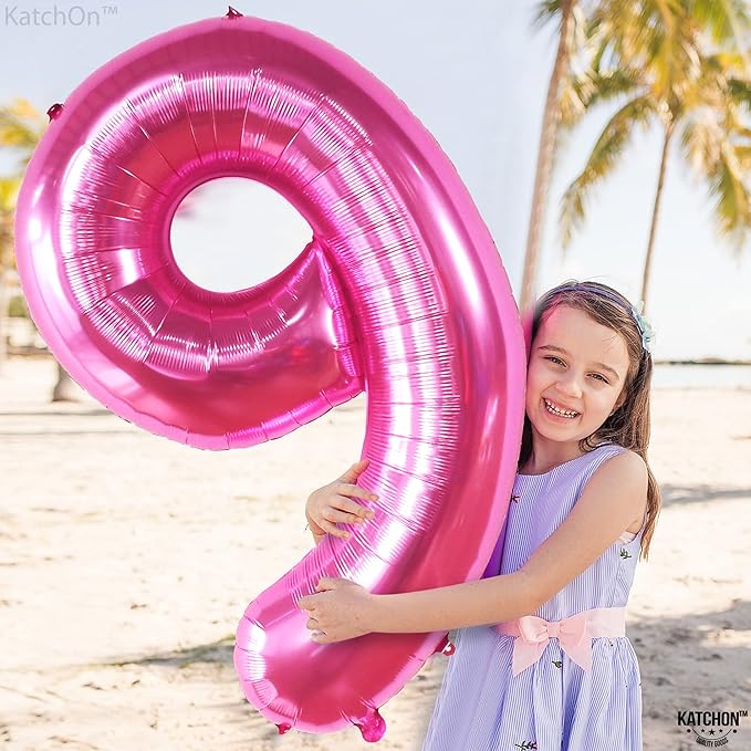 KatchOn, Giant Hot Pink Number 9 Balloon - 40 Inch | Foil 9 Birthday