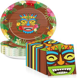 50Pcs Hawaiian Luau Party Oval Paper Plates 11 Inch Luau Summer
