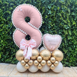 40 Inch Dusty Pink Balloon Number 8, Dusty Blush Pink Gold Cream Beige