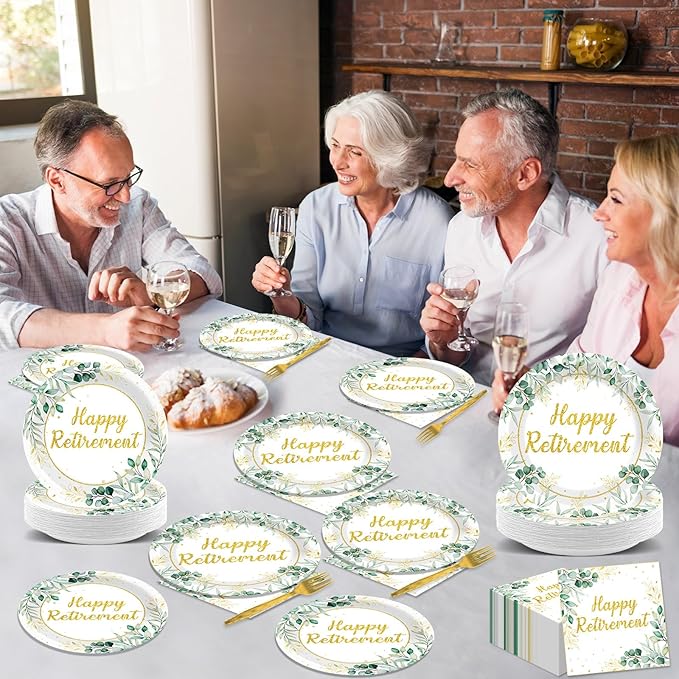 96Pcs Sage Green Retirement Party Decorations Greenery Happy