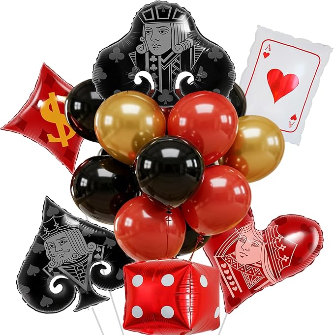 Casino Party Decorations 42Pcs Poker Night Balloons with Giant