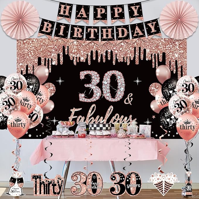 30th Birthday Decorations for Women 33pcs 30th Birthday Crown and