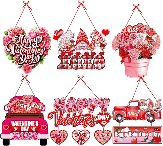 Pink Red Valentines Day Front Porch Door Hanger Decor 6pcs Love #2