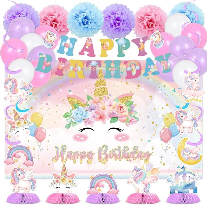Unicorn Birthday Party Decorations Unicorn Happy Birthday Banner