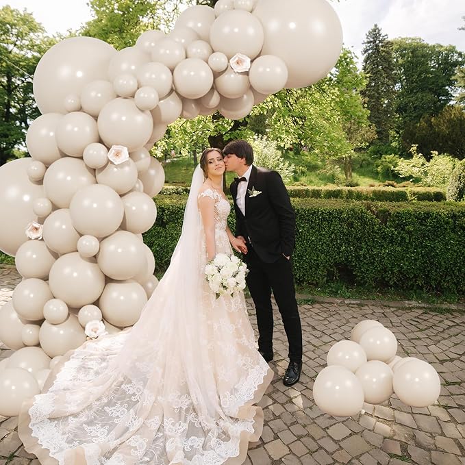 104pcs Sand White Balloons - 18/12/10/5 Inch Cream Beige Neutral