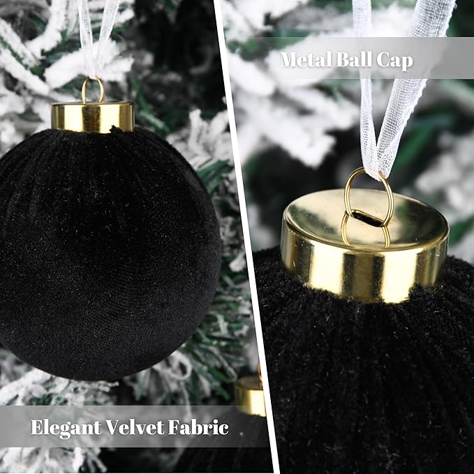Velvet Ornaments for Christmas Tree Decorations - Black Xmas Ball