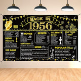DARUNAXY 70th Birthday Black Gold Party Decoration, Back in 1956