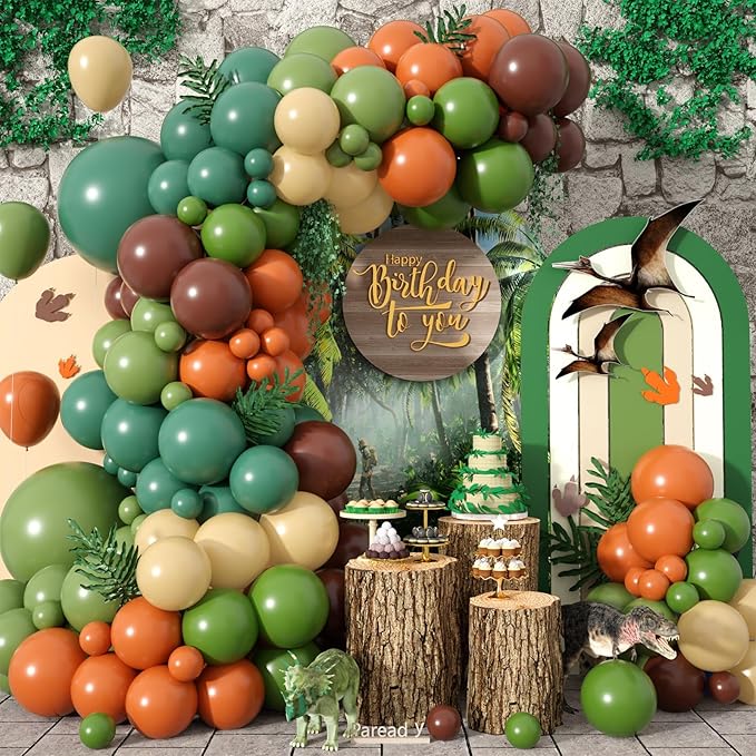 Dinosaur Balloon Arch 120 Pcs Dino Balloon Arch Garland Kit Olive