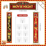 3 Pcs Movie Night Porch Banner Decorations Movie Theme Party Hanging