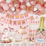 Rose Gold Birthday Party Decorations Kit for Women Girls Foil