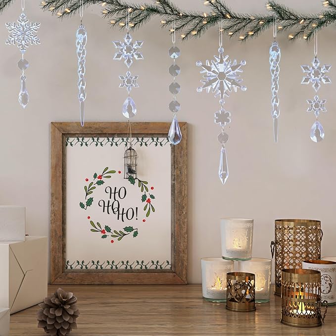 18pcs Crystal Christmas Ornaments for Christmas Tree Decorations-Blue